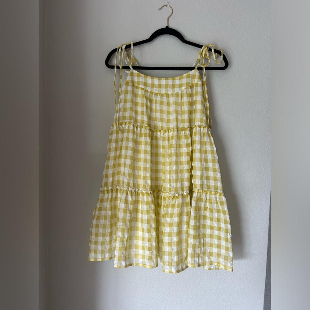 NWT Altar’d State Summer Ruffled Flowy Dress Size Small Plaid Checked Pattern